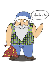 illustration of Santa Claus with a bag of gifts