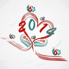 Happy New Year lettering Greeting Card. Vector illustration.