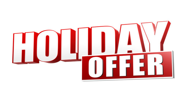 holiday offer in 3d red letters and block