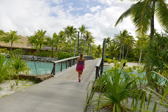 woman on vacation in Bora bora