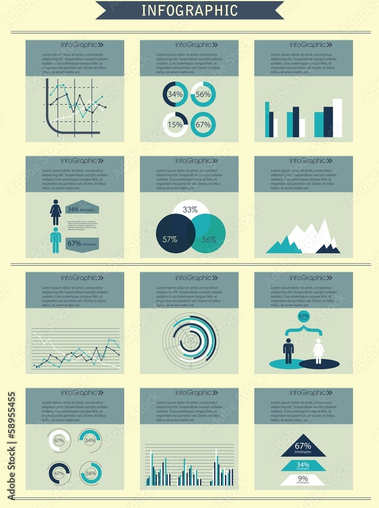 Poster infographic vector graphs and elements. vector illustration.