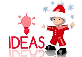 idea symbol presented by mini santa claus