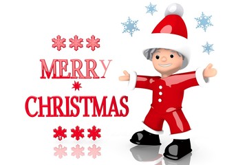 Merry Christmas symbol presented by mini santa claus