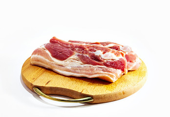red raw meat over white