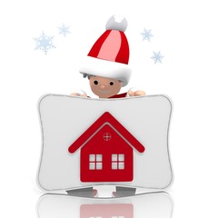 mini santa claus presents house symbol