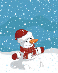 Cute cartoon snowman  isolated on a white background