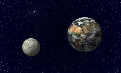 Planet earth and moon