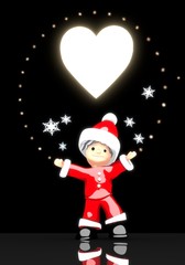 santa claus under a glaring heart label