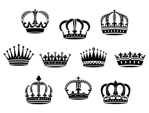 Medieval heraldic crowns set