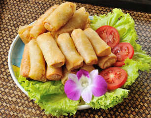 Fried Chinese Traditional Spring rolls food