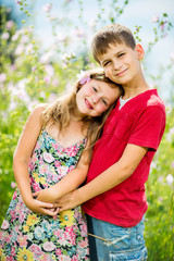 Fototapeta premium Adorable happy kids outdoors on summer day