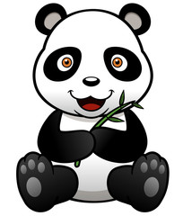 Obraz premium Vector illustration of panda cartoon with bamboo