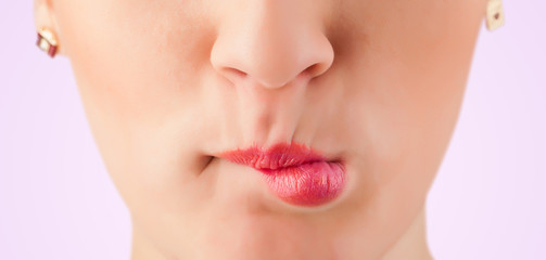 Obraz premium Beautiful woman red lips close up