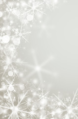 Decorative silver christmas background with bokeh lights