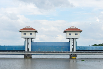 Landscape view, barrage towers in Thailand.