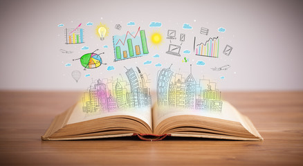 drawing of a business scheme on an opened book
