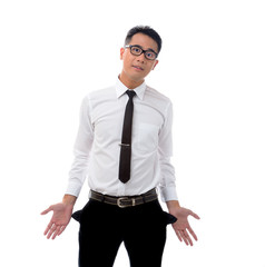 Young businessman holding blank billboard