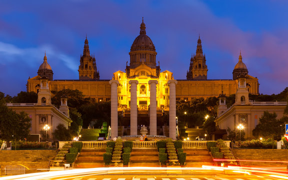 National Palace of Montjuic in summer evening