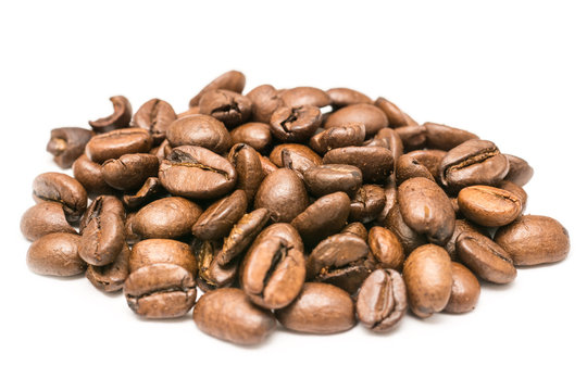 Coffee Beans Pile On White Background