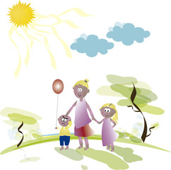 Obraz na płótnie Canvas Mother and children vector 