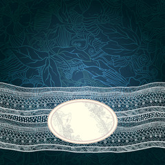 Template frame design for card with lace ribbon.