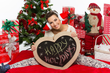 Girl with christmas accessories