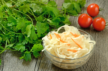 Sauerkraut in glass bowl