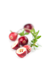 Cranberries on white