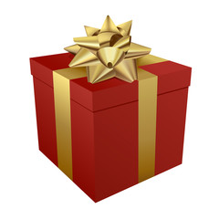 Red gift box and gold ribbon