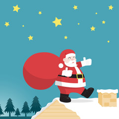 Santa claus on a house vector illusion