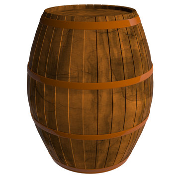 Wooden barrel, 3D