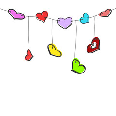 Sketch hearts garland