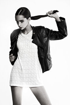 Fashion model pose on gray background