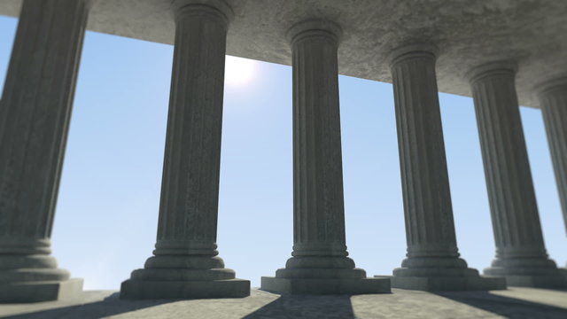 Animation of Classic Ancient Interior with Columns