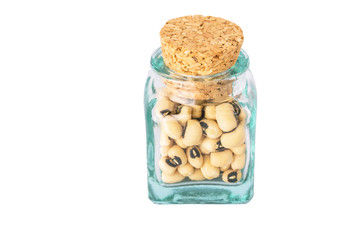 Black eyed peas in a corked bottle
