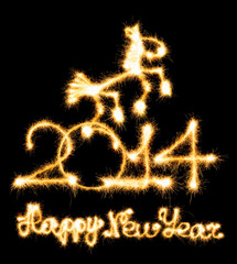 Happy New Year - 2014 and horse made a sparkler © vladstar