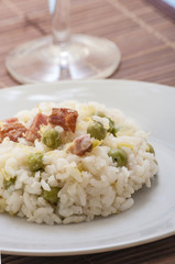 lemon risotto with bacon and peas