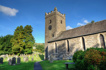Fototapeta na wymiar Widok kościoła w Troutbeck