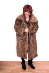 Woman with fur coat