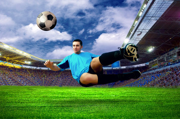 Football player on field of stadium