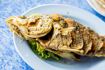 Fried fish on the plate