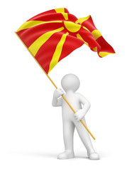 Man and Macedonian flag (clipping path included)