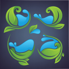 decorative green leaves and blue waters