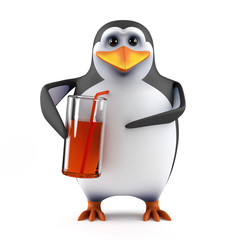 Cute penguin socialises with a drink