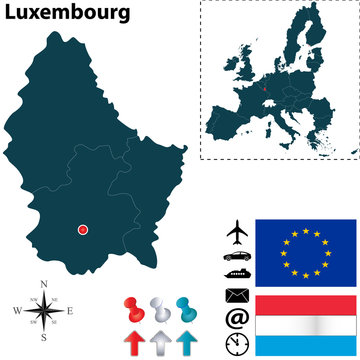 Map of Luxembourg with European Union