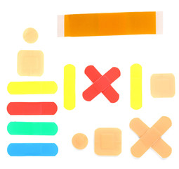 Colorful medical patches isolated on white