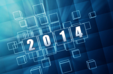 new year 2014 in blue glass blocks