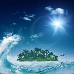 Wall murals Island Alone island in ocean, abstract environmental backgrounds