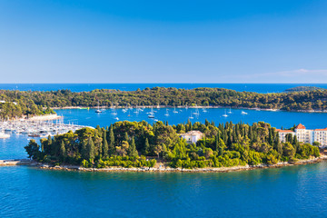 Fototapeta premium Croatia Islands and Adriatic Sea. Aerial View from Rovinj Belfry
