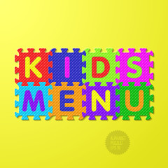Kids Menu cover - alphabet puzzle